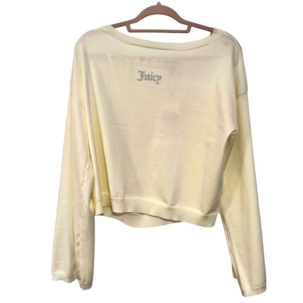 Juicy Couture bling Angel Crewneck sweater soft lightweight stretch.ā NWT cream